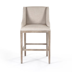 Connor Bar Stool Limed Grey Oak, Natural Linen ZEN102 Barstool Zentique