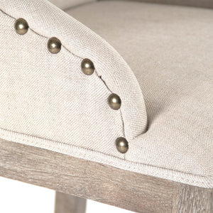 Zentique Connor Oak Bar Stool with Linen Seat, Ergonomic Back, Durable Finish for Modern Kitchens & Bars ZEN102 Barstool