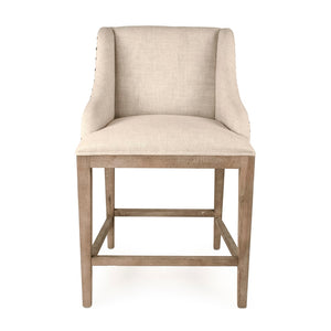 Connor Counter Stool Limed Grey Oak, Natural Cream Linen ZEN102 Counter E272 A015-A Zentique