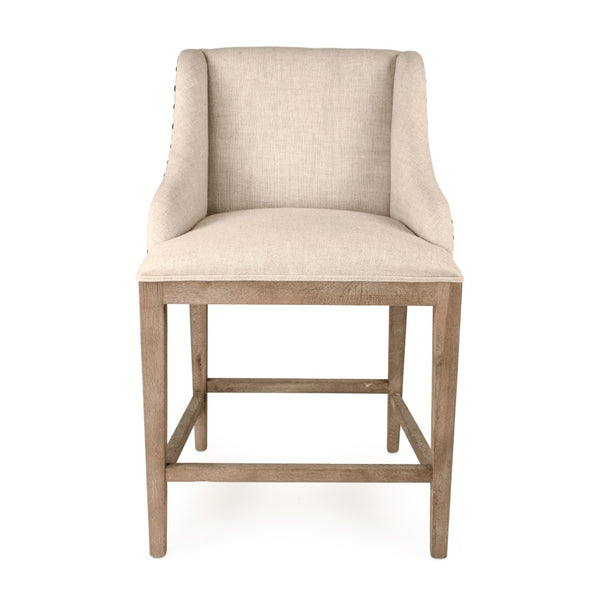 Connor Counter Stool Limed Grey Oak, Natural Cream Linen ZEN102 Counter E272 A015-A Zentique