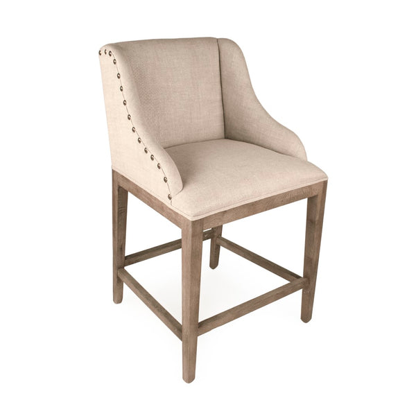 Connor Counter Stool Limed Grey Oak, Natural Cream Linen ZEN102 Counter E272 A015-A Zentique