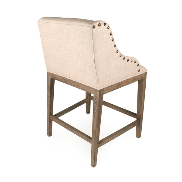 Connor Counter Stool Limed Grey Oak, Natural Cream Linen ZEN102 Counter E272 A015-A Zentique