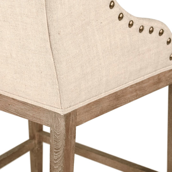 Connor Counter Stool Limed Grey Oak, Natural Cream Linen ZEN102 Counter E272 A015-A Zentique