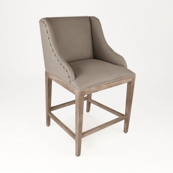 Connor Counter Stool Limed Grey Oak, Grey Linen ZEN102 Counter E272 A048 Zentique