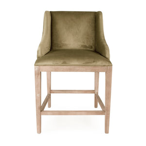 Connor Counter Stool Limed Grey Oak, Green Velvet ZEN102 Counter E272 V105 Zentique