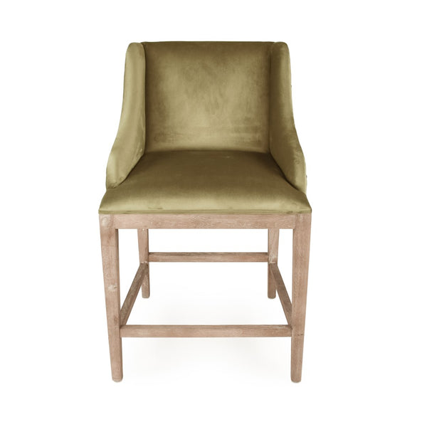Connor Counter Stool Limed Grey Oak, Green Velvet ZEN102 Counter E272 V105 Zentique