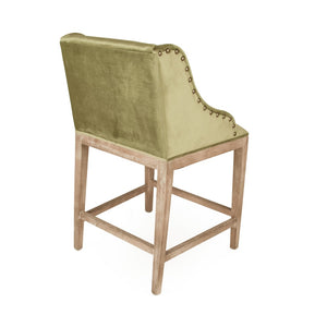 Connor Counter Stool Limed Grey Oak, Green Velvet ZEN102 Counter E272 V105 Zentique