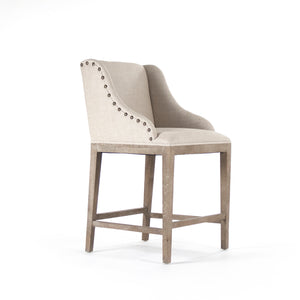 Connor Counter Stool Limed Grey Oak, Natural Linen ZEN102 Counter Zentique