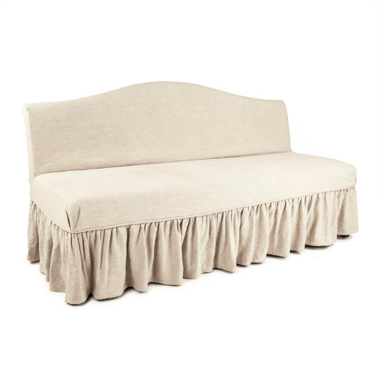Zentique Liam Oak Linen Bench — Modern Rustic Entryway Seating with Padded Cushion, Durable Solid Frame (W71cm) ZEN105 L002 A043