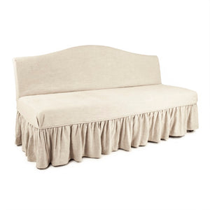 Zentique Liam Oak Linen Bench — Modern Rustic Entryway Seating with Padded Cushion, Durable Solid Frame (W71cm) ZEN105 L002 A043