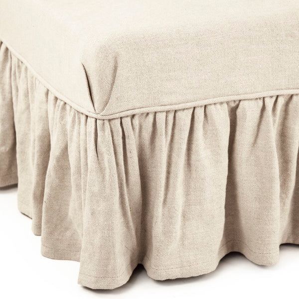 Zentique Liam Oak Linen Bench — Modern Rustic Entryway Seating with Padded Cushion, Durable Solid Frame (W71cm) ZEN105 L002 A043