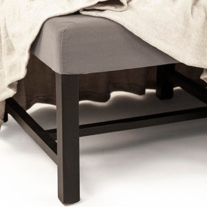 Zentique Liam Oak Linen Bench — Modern Rustic Entryway Seating with Padded Cushion, Durable Solid Frame (W71cm) ZEN105 L002 A043