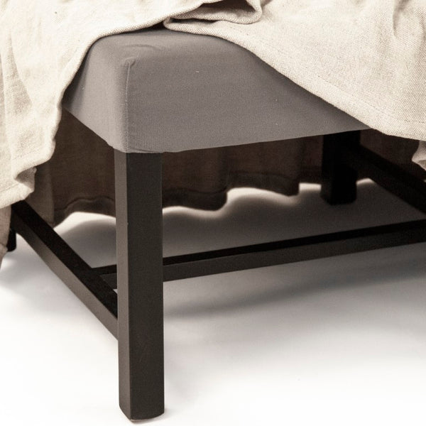 Zentique Liam Oak Linen Bench — Modern Rustic Entryway Seating with Padded Cushion, Durable Solid Frame (W71cm) ZEN105 L002 A043