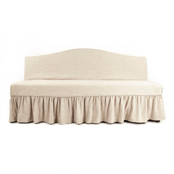Zentique Liam Oak Linen Bench — Modern Rustic Entryway Seating with Padded Cushion, Durable Solid Frame (W71cm) ZEN105 L002 A043