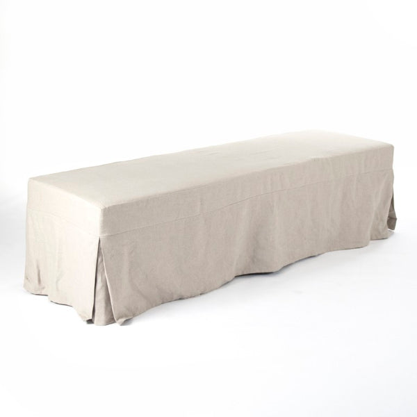 Zentique Sadie Birch Linen Bench — Scandinavian Minimalist Entryway Seating, Cushioned 2-Person Accent Bench ZEN106