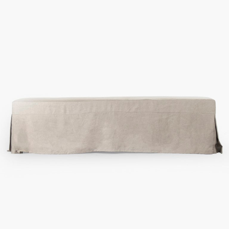 Zentique Sadie Birch Linen Bench — Scandinavian Minimalist Entryway Seating, Cushioned 2-Person Accent Bench ZEN106