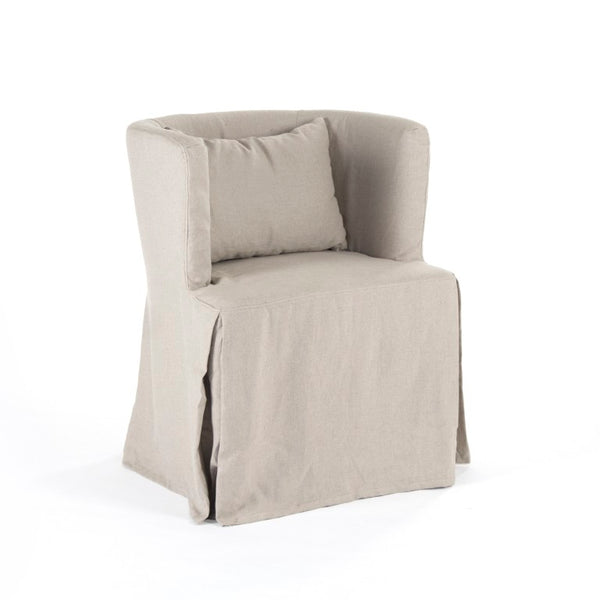 Zentique Zoey Linen Tub Chair with Birch Frame, Curved Ergonomic Design, Durable Breathable Upholstery ZEN107