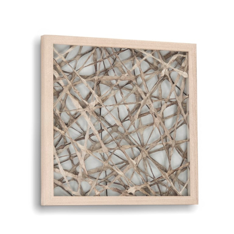 Zentique Abstract Pine Framed Paper Art — Neutral Textured Wall Decor, Glass-Protected, Ready-to-Hang Minimalist Piece ZEN20483A