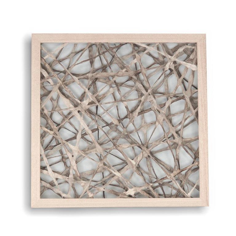 Zentique Abstract Pine Framed Paper Art — Neutral Textured Wall Decor, Glass-Protected, Ready-to-Hang Minimalist Piece ZEN20483A