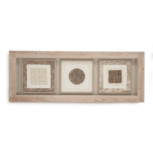 Abstract Paper Framed Art Various Brown Tone Paper in Tan Frame ZEN20730 Zentique