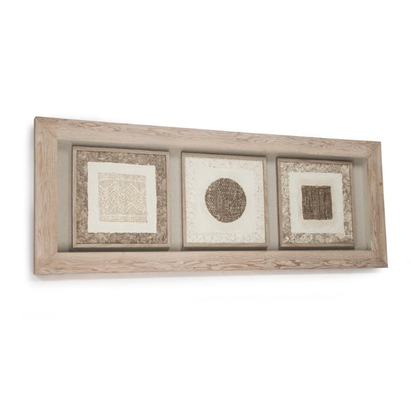 Zentique Abstract Paper Framed Art — Minimalist Pine Frame Wall Décor, Neutral Abstract Texture for Small Walls (W63xH23.5cm) ZEN20730