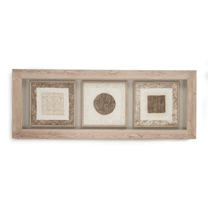 Zentique Abstract Paper Framed Art — Minimalist Pine Frame Wall Décor, Neutral Abstract Texture for Small Walls (W63xH23.5cm) ZEN20730