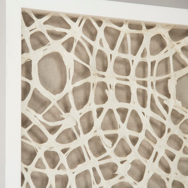 Abstract Paper Framed Art Off-White Paper in White Frame ZEN21817B Zentique