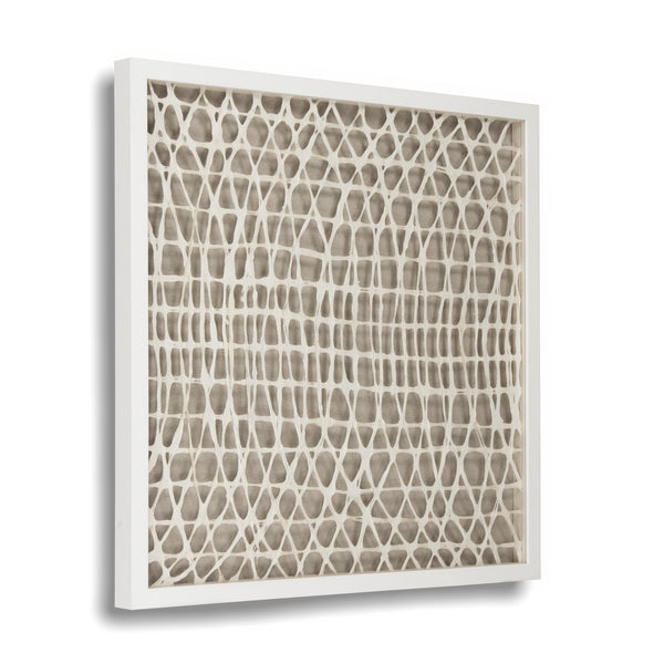 Abstract Paper Framed Art Off-White Paper in White Frame ZEN21817C Zentique