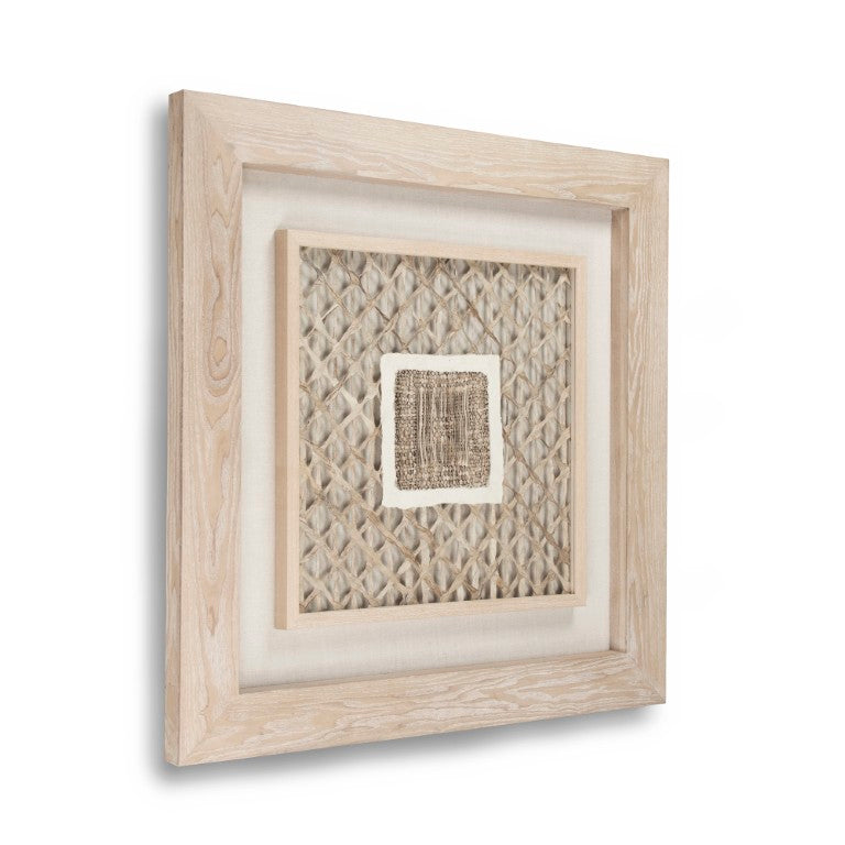 Zentique Abstract Paper Framed Art - Modern Layered Texture, Neutral MDF Frame with Glass, 39.5" Square Ready-to-Hang Decor ZEN22076A