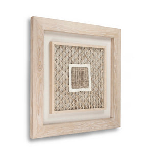 Zentique Abstract Paper Framed Art - Modern Layered Texture, Neutral MDF Frame with Glass, 39.5" Square Ready-to-Hang Decor ZEN22076A