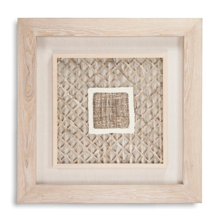 Zentique Abstract Paper Framed Art - Modern Layered Texture, Neutral MDF Frame with Glass, 39.5" Square Ready-to-Hang Decor ZEN22076A