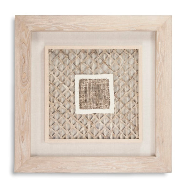 Zentique Abstract Paper Framed Art - Modern Layered Texture, Neutral MDF Frame with Glass, 39.5" Square Ready-to-Hang Decor ZEN22076A