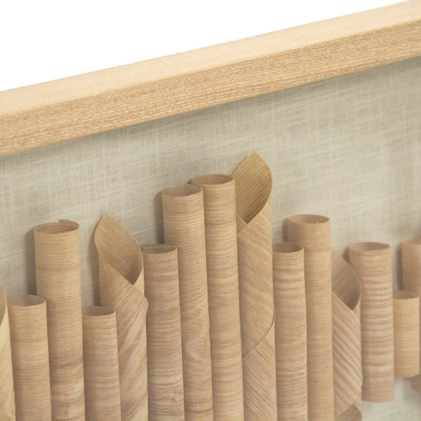 Abstract Paper Framed Art Light Brown Wood Veneer in Tan Frame ZEN22079A Zentique