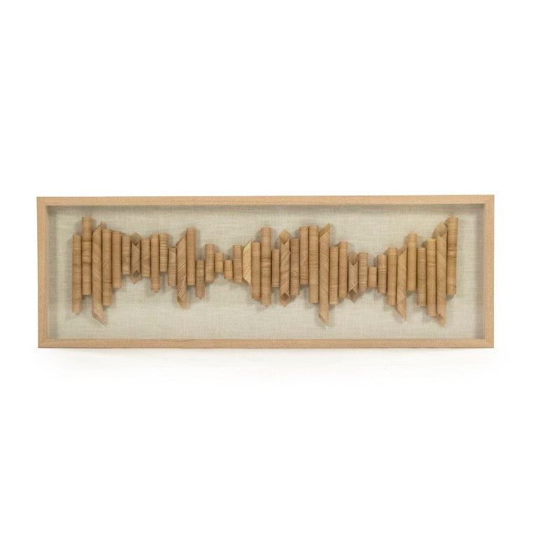 Zentique Abstract Paper Framed Art Slim Pine Wood Collage Wall Sculpture with Glass Face — Neutral Modern Texture 93 chars ZEN22079A