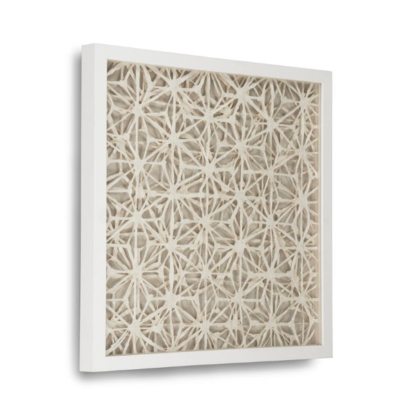 Zentique Abstract Paper Framed Art - Minimal Neutral Square Wall Décor in Pine Frame with Glass, 23.5" x 23.5" ZEN22165A