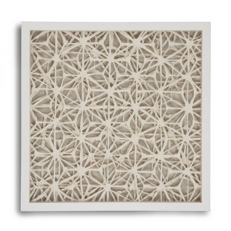 Zentique Abstract Paper Framed Art - Minimal Neutral Square Wall Décor in Pine Frame with Glass, 23.5" x 23.5" ZEN22165A