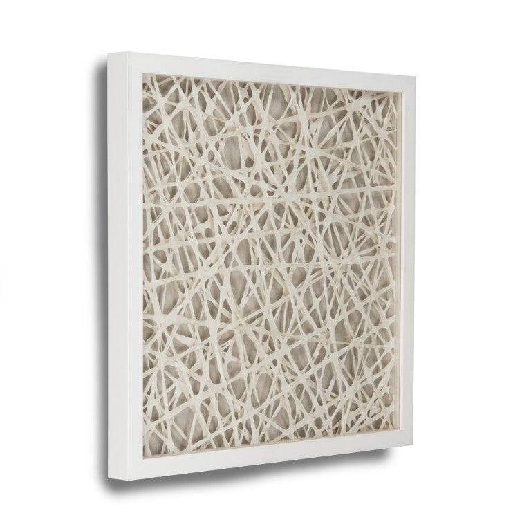Zentique Abstract Paper Framed Art — Minimal Neutral Texture in Pine Frame with Glass, 23.5" Square for Modern Spaces ZEN22165B