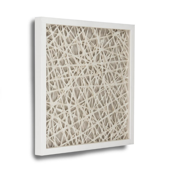 Zentique Abstract Paper Framed Art — Minimal Neutral Texture in Pine Frame with Glass, 23.5" Square for Modern Spaces ZEN22165B