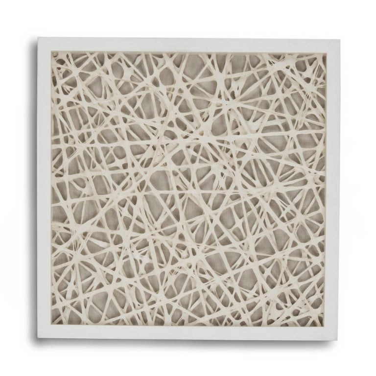 Zentique Abstract Paper Framed Art — Minimal Neutral Texture in Pine Frame with Glass, 23.5" Square for Modern Spaces ZEN22165B