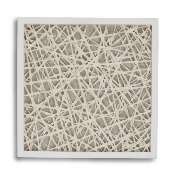Zentique Abstract Paper Framed Art — Minimal Neutral Texture in Pine Frame with Glass, 23.5" Square for Modern Spaces ZEN22165B