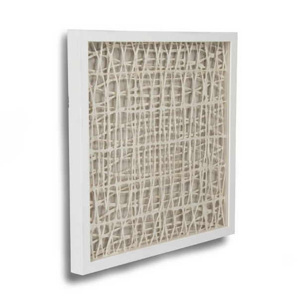 Zentique Abstract Pine Framed Paper Art – Minimal Neutral Abstract Wall Decor 23.5" Square with Glass Protection ZEN22165C