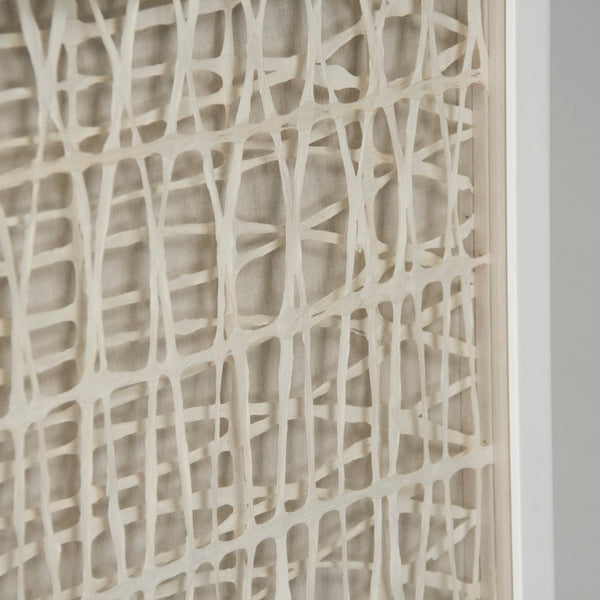 Abstract Paper Framed Art Off-White Paper in White Frame ZEN22165C Zentique