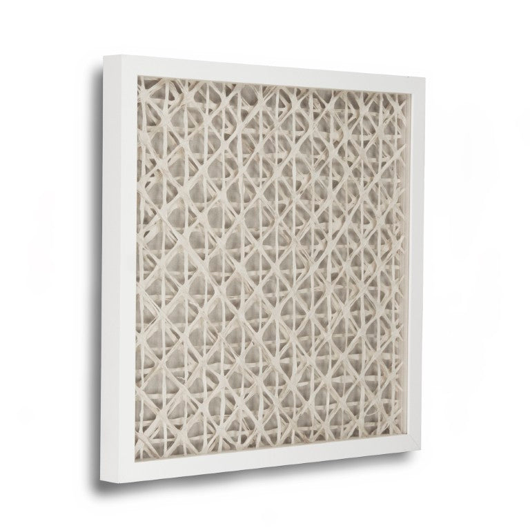 Zentique Abstract Pine Framed Paper Art — Neutral Minimalist 23.5" Square Wall Décor with Glass, Scandinavian Flair ZEN22165D