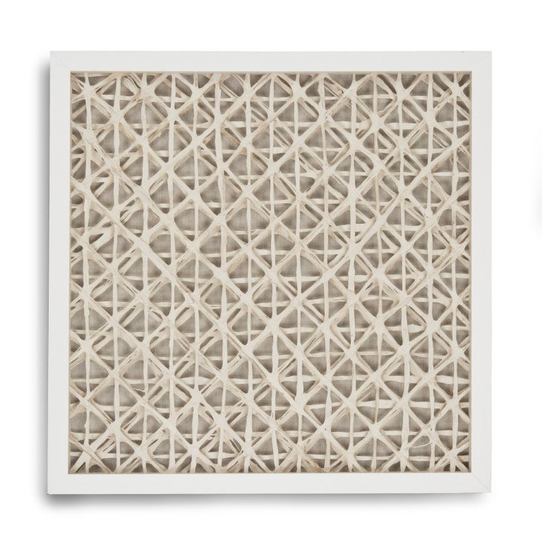 Zentique Abstract Pine Framed Paper Art — Neutral Minimalist 23.5" Square Wall Décor with Glass, Scandinavian Flair ZEN22165D