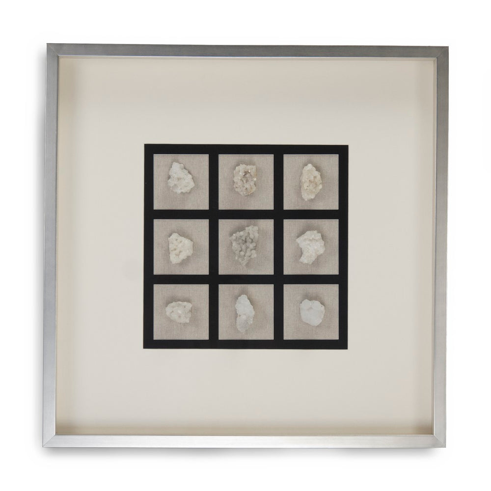 Zentique Abstract Gemstone Art - Elegant Modern Decor With Off-white Crystals In A Chic Silver Frame! Off,White Crystal Stones In Silver Frame Pine Wood,Glass Zen22183c
