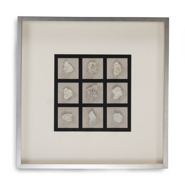 Zentique Abstract Gemstone Art - Elegant Modern Decor With Off-white Crystals In A Chic Silver Frame! Off,White Crystal Stones In Silver Frame Pine Wood,Glass Zen22183c