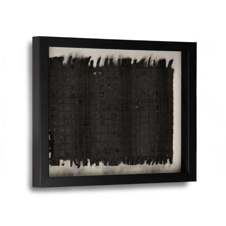 Zentique Abstract Paper Framed Art — Minimalist Pine Frame Collage with Neutral Texture for Calm, Contemporary Spaces Black Paper in Black Frame ZEN22264A