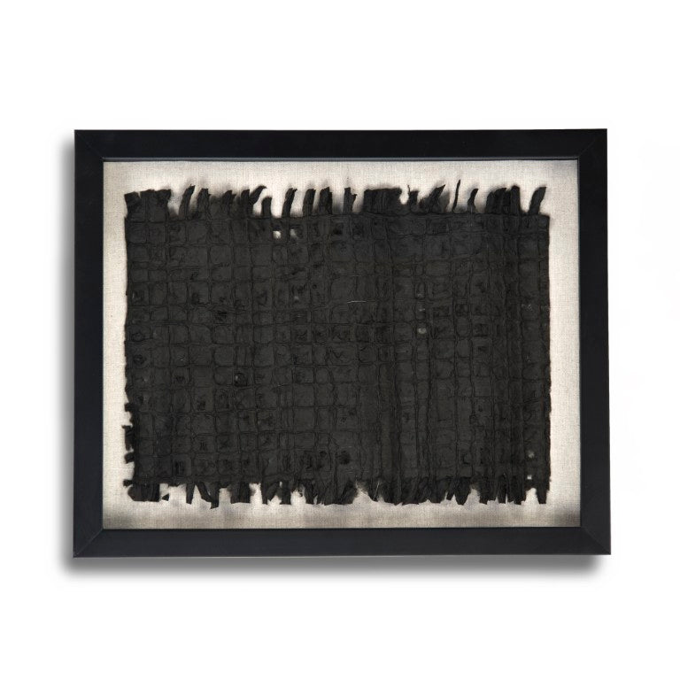 Zentique Abstract Paper Framed Art — Minimalist Pine Frame Collage with Neutral Texture for Calm, Contemporary Spaces Black Paper in Black Frame ZEN22264A