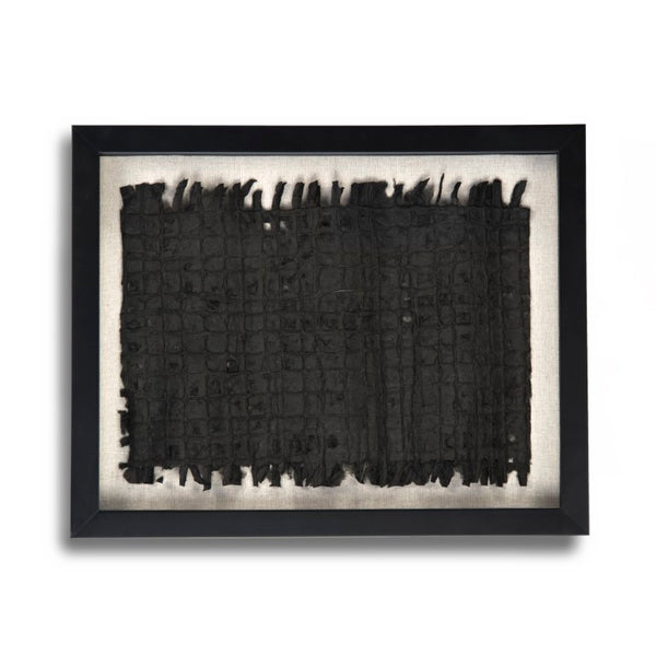 Zentique Abstract Paper Framed Art — Minimalist Pine Frame Collage with Neutral Texture for Calm, Contemporary Spaces Black Paper in Black Frame ZEN22264A