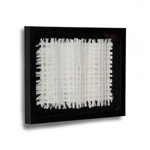 Zentique Abstract Paper Framed Art — Minimalist Pine Frame Collage with Neutral Texture for Calm, Contemporary Spaces White Paper in Black Frame ZEN22264B